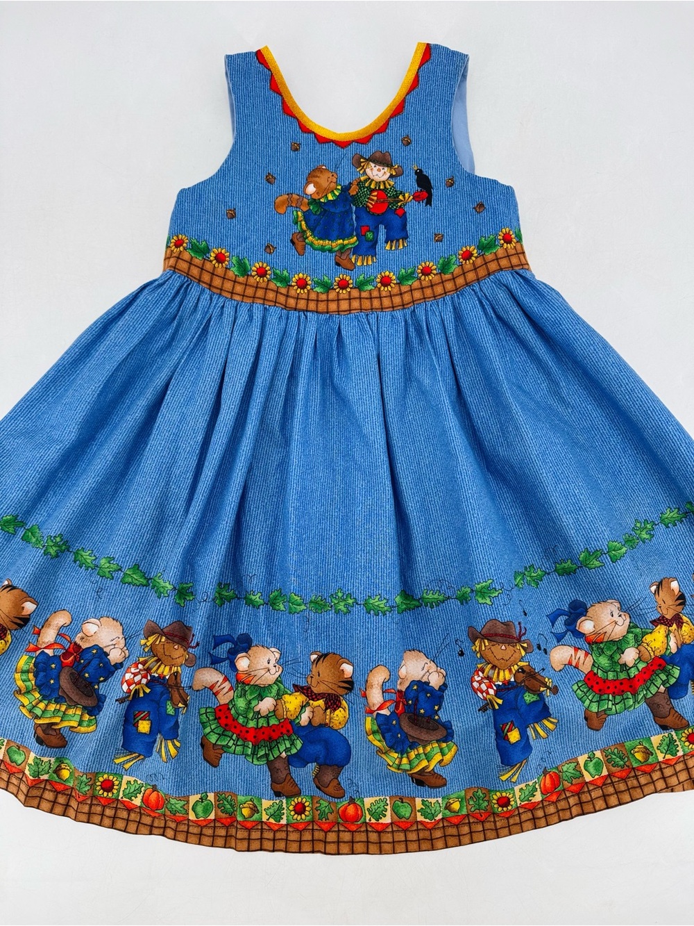 Vintage 70s Cottagecore Farmhouse Americana Thanksgiving Western Girls Dress 3T